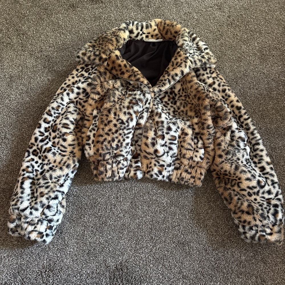 Leopard Print Faux Fur Jacket